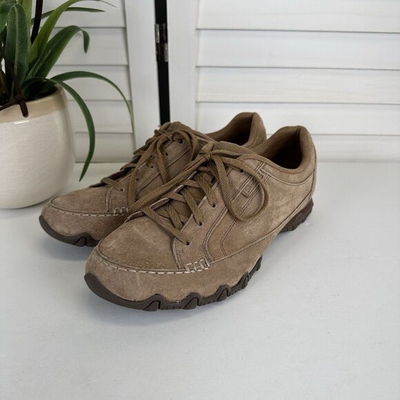 Skechers Shoes - Skechers Bikers Curbed Memory Foam Walking Sneakers Brown Suede Shoes Size 9.5